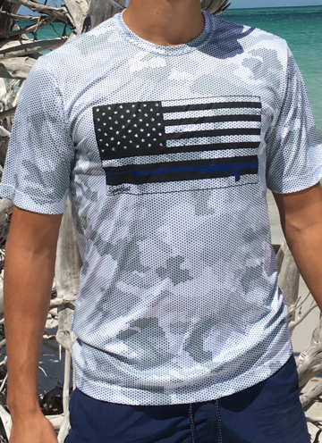 Spearo UV Performance Shirt-American Blue-Support Police