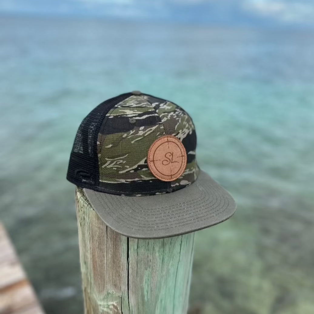 SpearLust Hat- Tiger Camo with Leather Patch